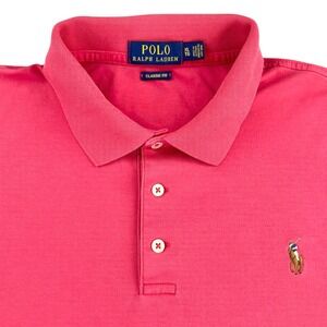 Polo Ralph Lauren Mens‎ XL Classic Fit Polo Shirt Pink Pony Logo Casual Top